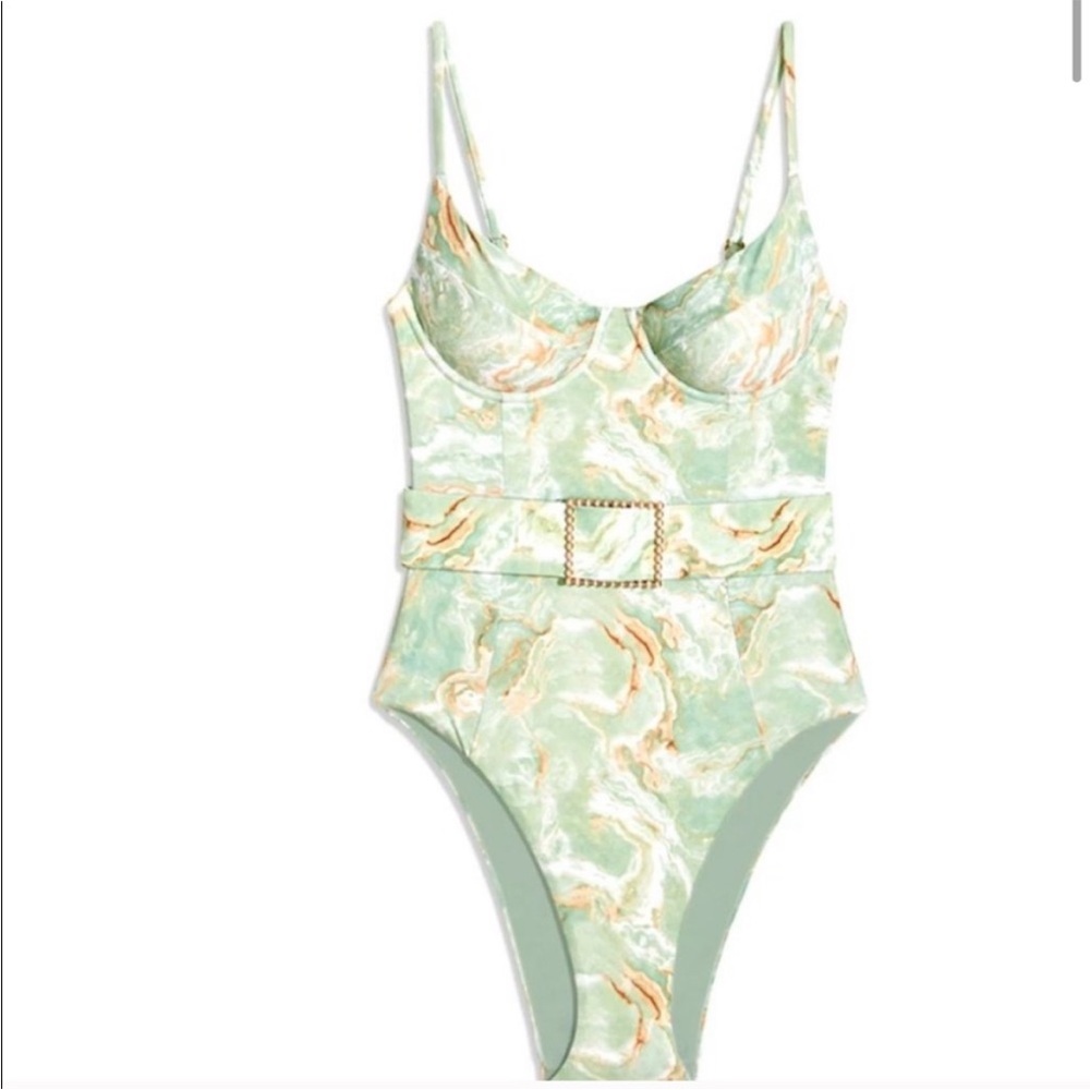 COPY - WEWOREWHAT sage Danielle marble once piece bikini